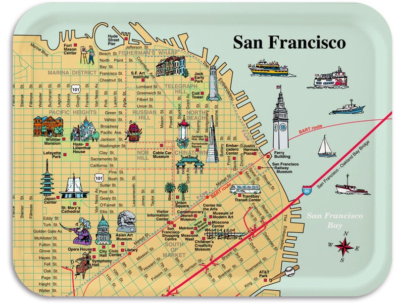 tray based on map of downtown San Francisco